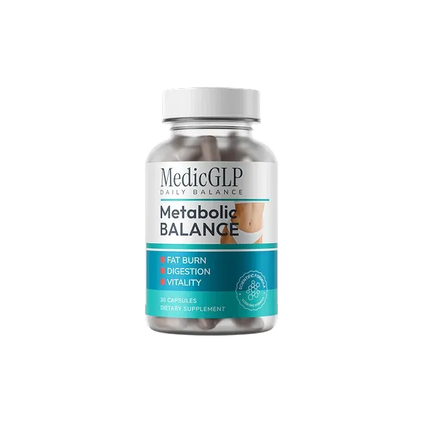 Bottle of MedicGLP Metabolic Balance capsules